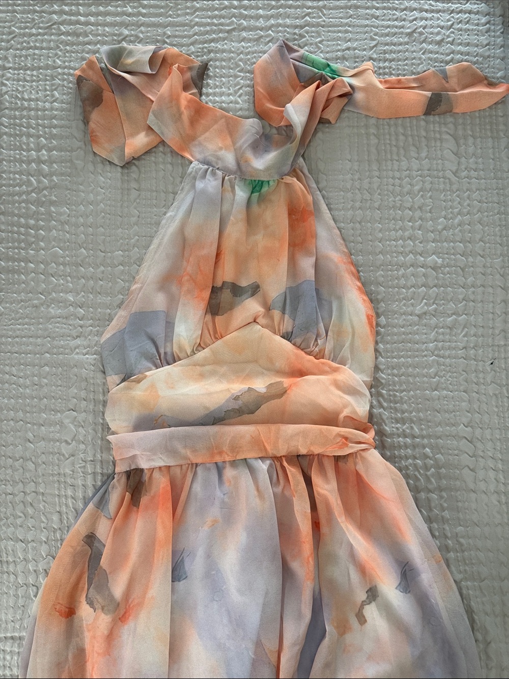 Women’s Peach Watercolor Halter Dress